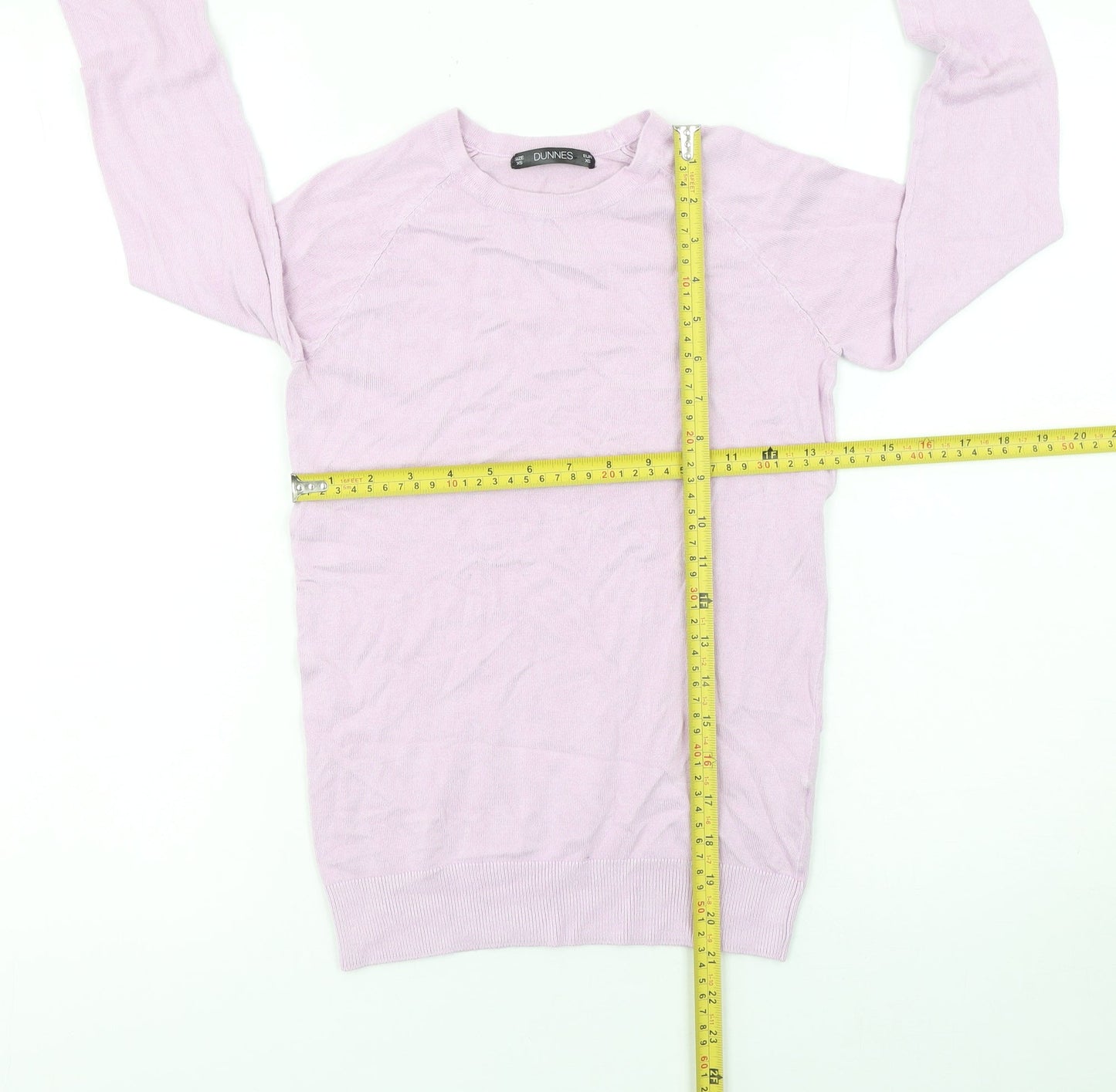 Dunnes Women’s Pale Pink Viscose Knit Crew Neck Long Sleeve Jumper XS
