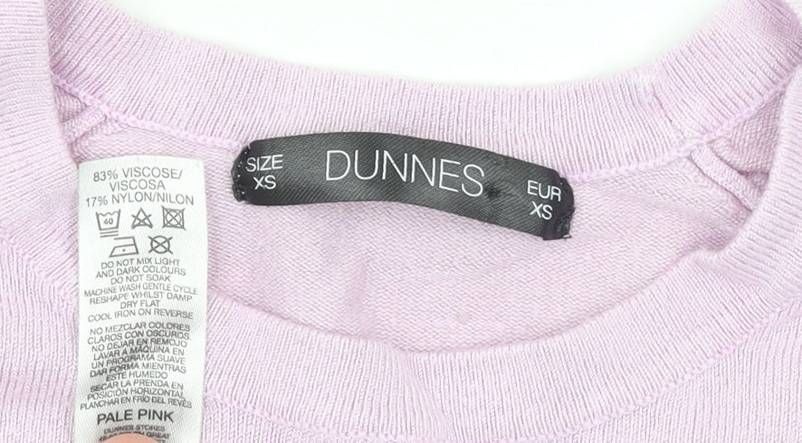 Dunnes Women’s Pale Pink Viscose Knit Crew Neck Long Sleeve Jumper XS