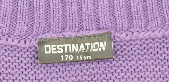 Destination Girls Purple Roll Neck Acrylic Knit Jumper 15 Years