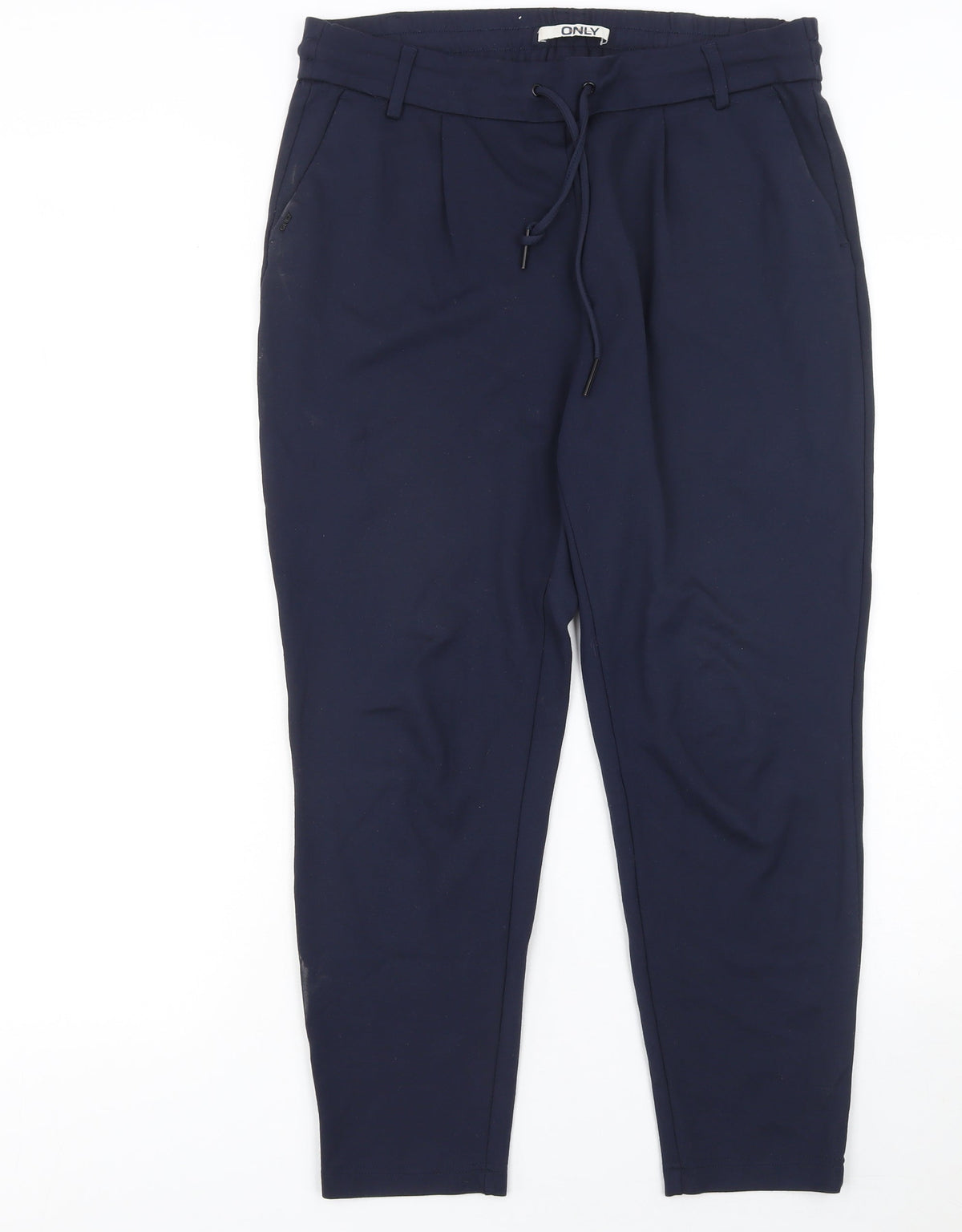 ONLY Women’s Blue Tapered Trousers L Drawstring Waist Workwear Style