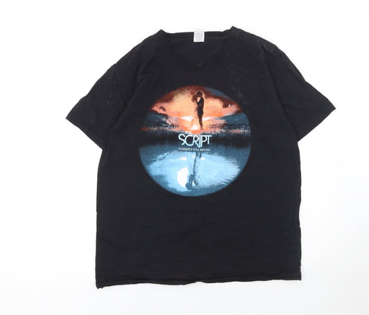 Fruit of the Loom Men’s Black The Script Band Tour Graphic T-Shirt Size M