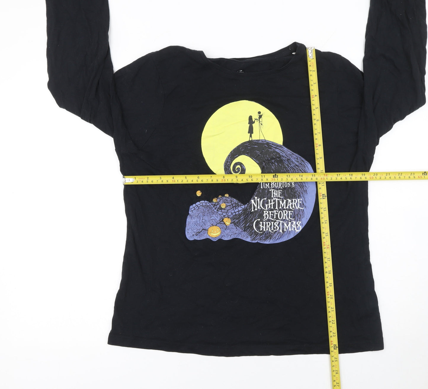 Disney Women's Black The Nightmare Before Christmas Long Sleeve Cotton T-Shirt Size L