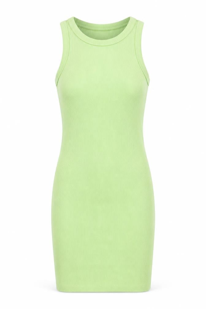 Bershka Women’s Green Ribbed Bodycon Mini Dress Size S