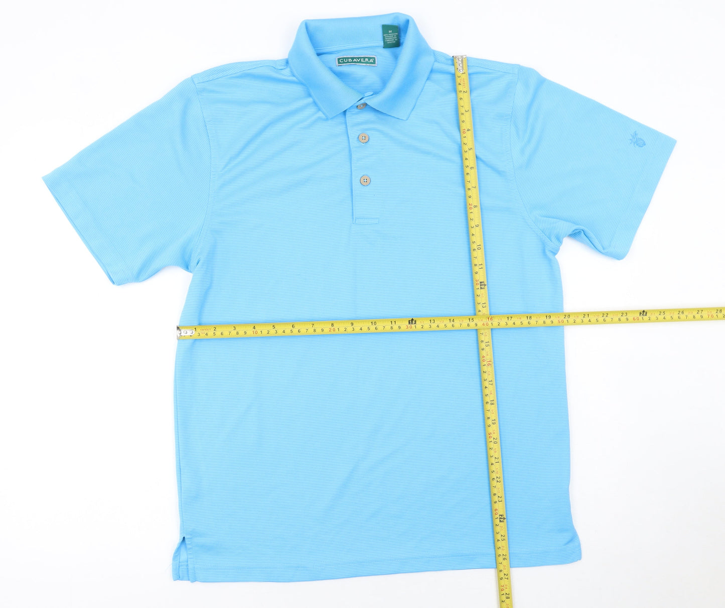 Cubavera Men's Blue Short Sleeve Polyester Polo Shirt Size M