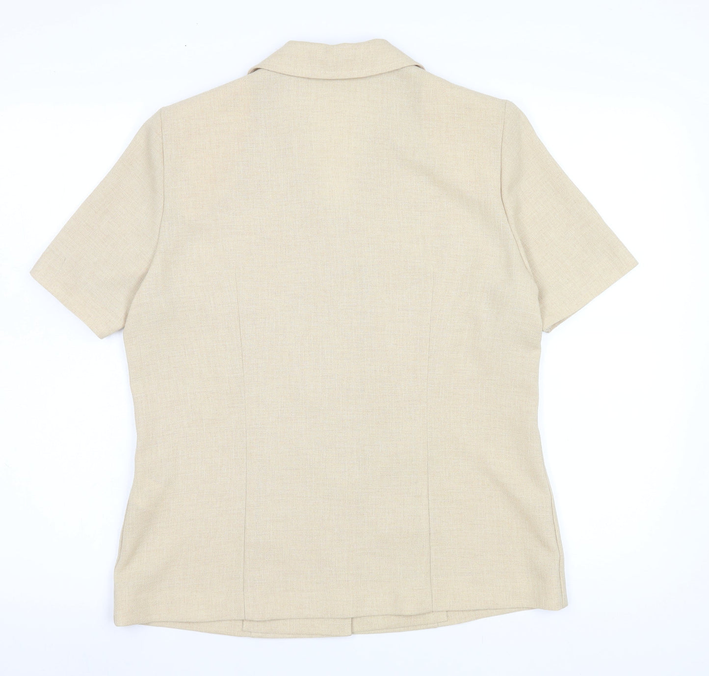 Eastex Women Beige Short Sleeve Collared Button Blouse Size 10