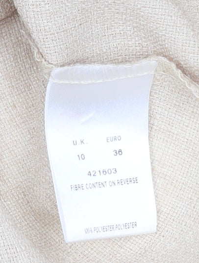 Eastex Women Beige Short Sleeve Collared Button Blouse Size 10