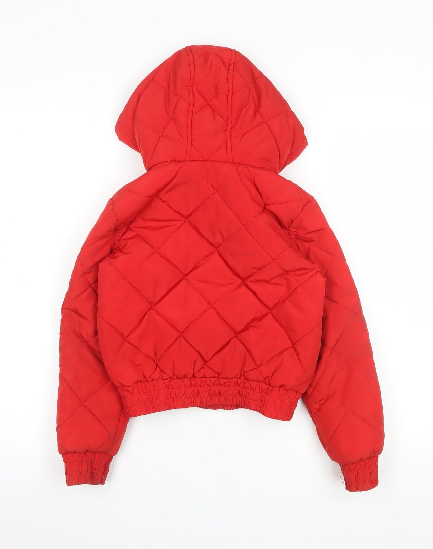 River Island Girls Red Quilted Hooded Puffer Jacket 7-8 Years