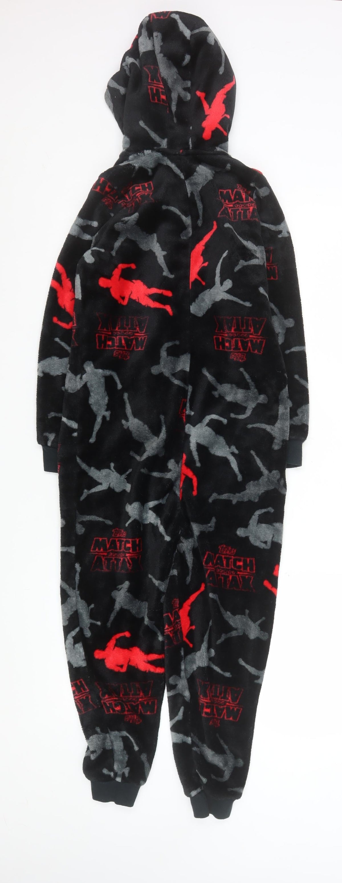 Topps Match Attax Boys Black Fleece Hooded Zip One Piece 9 Years Nightwear