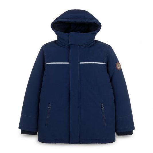 Andy & Evan Boys Blue Hooded Parka Coat Size 11-12 Years Polyester Winter Jacket