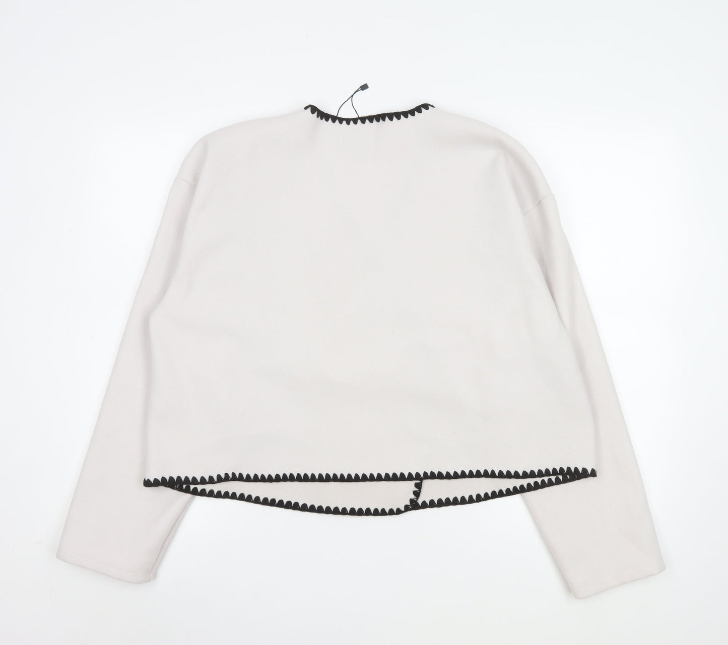 Boohoo Women Beige Cropped Suit Jacket UK 16 Polyester Long Sleeve