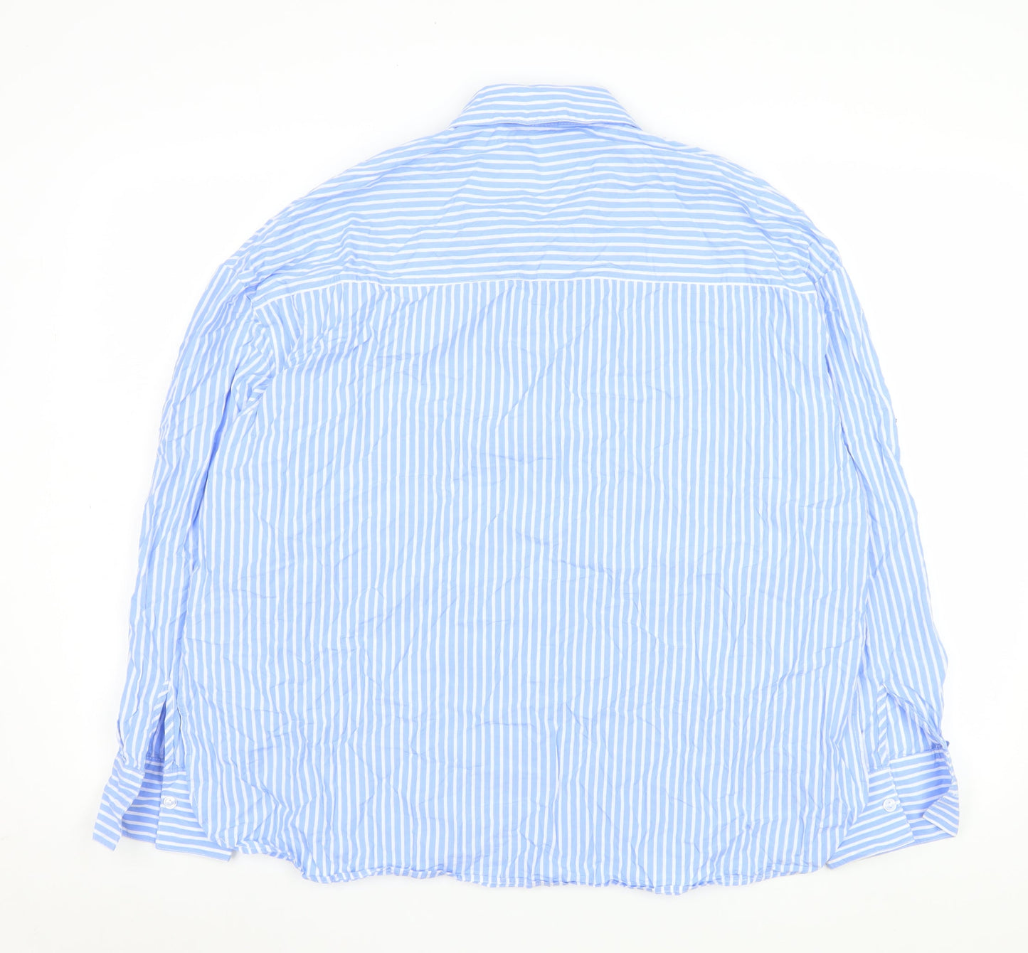 Dunnes Stores Men's Blue Striped Cotton Long Sleeve Button-Up Shirt L