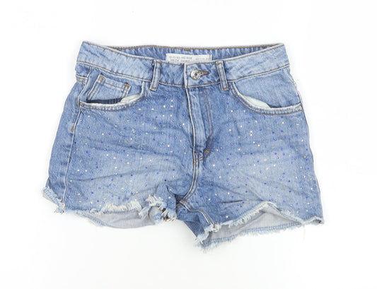 Denim Co. Teens Blue Rhinestone Cut-Off Denim Shorts Size 11 Slim