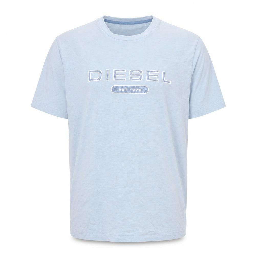 Diesel Men's Blue Cotton Logo T-Shirt Medium Crew Neck