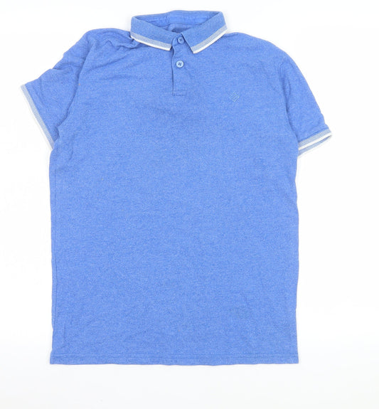 Primark Men's Blue Cotton Blend Short Sleeve Polo Shirt Size S