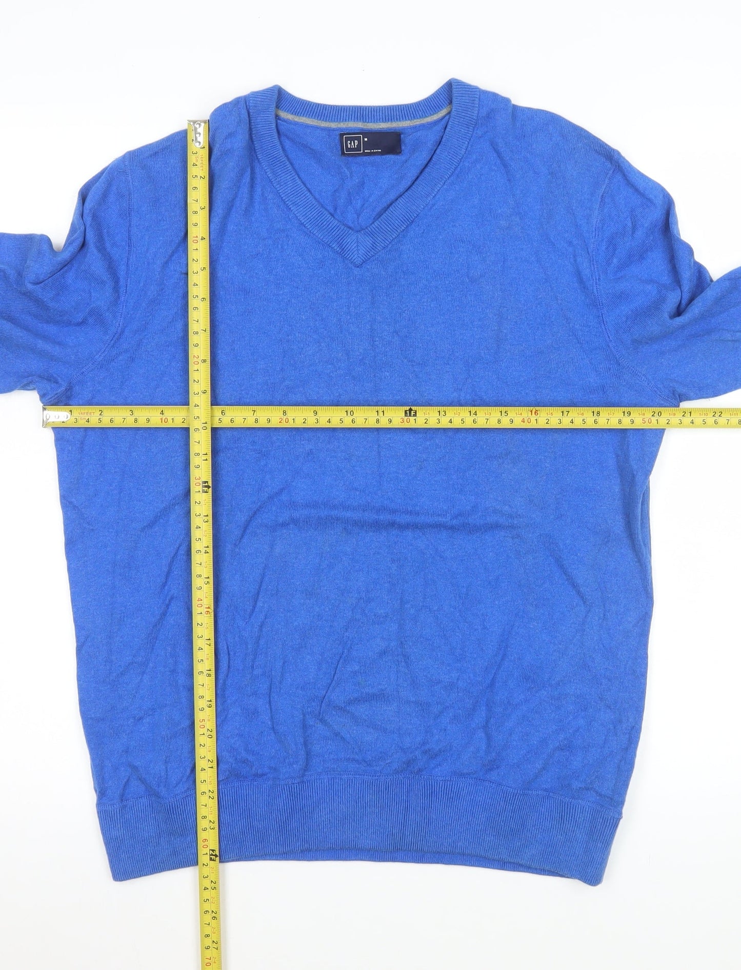 GAP Men’s Blue Cotton V-Neck Pullover Knit Sweatshirt Size M