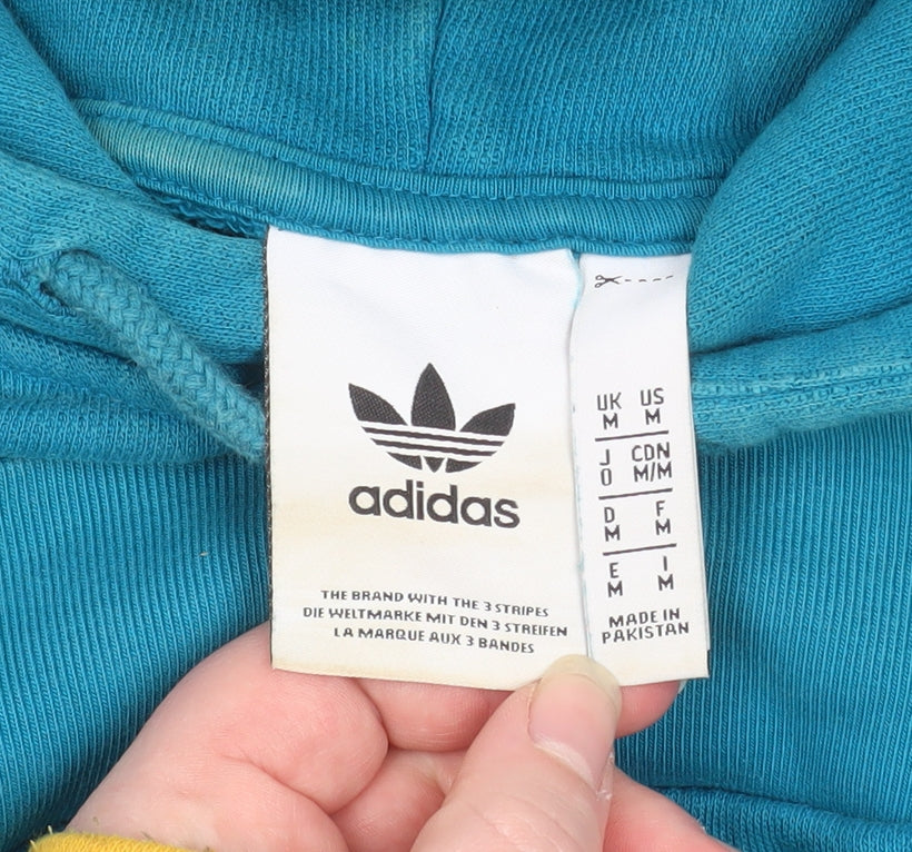 Adidas Men Blue Pullover Hoodie Medium Regular Fit Sportswear