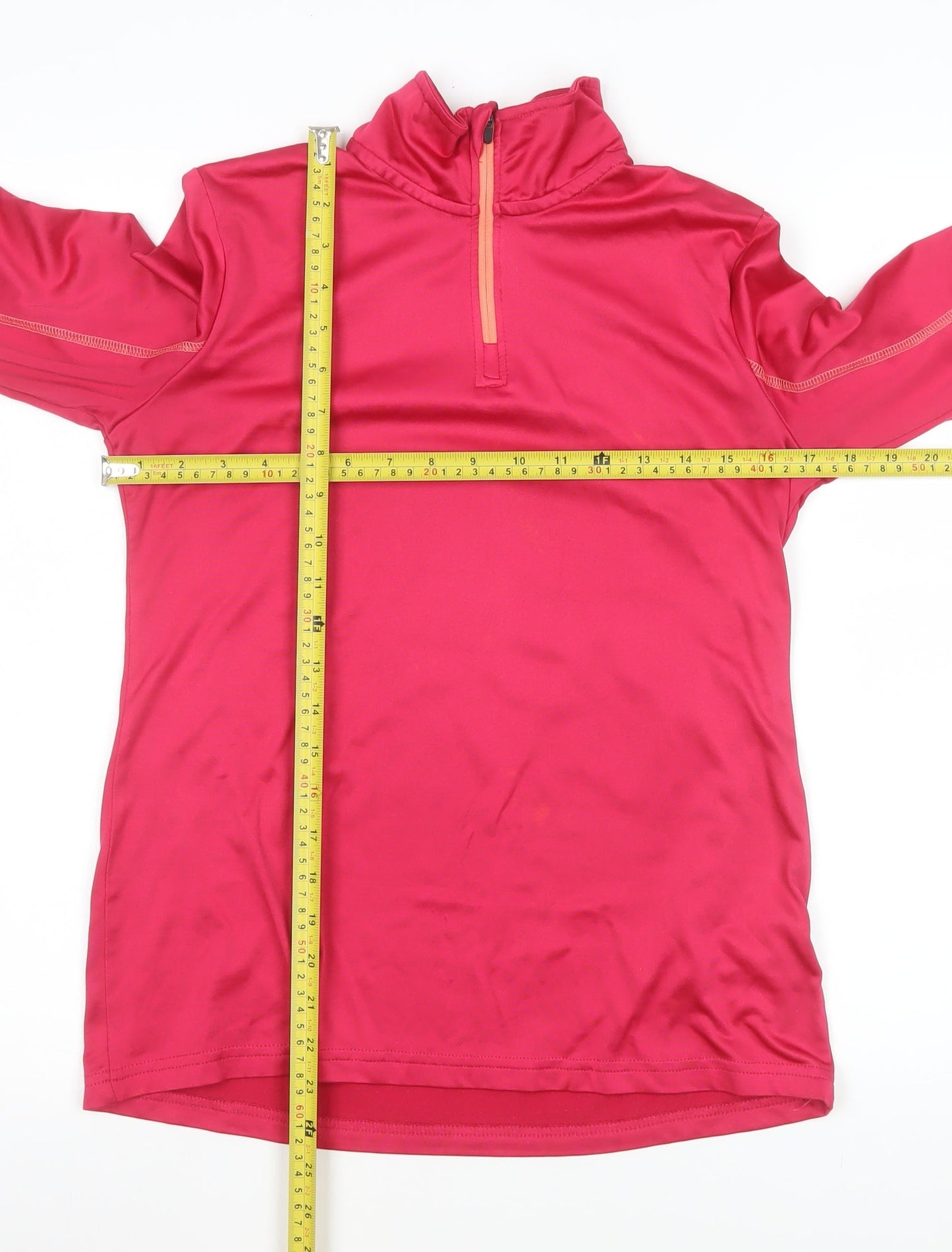 Crivit Girls Pink 12-14 Years Athletic 1/4 Zip Long Sleeve Sports Sweatshirt