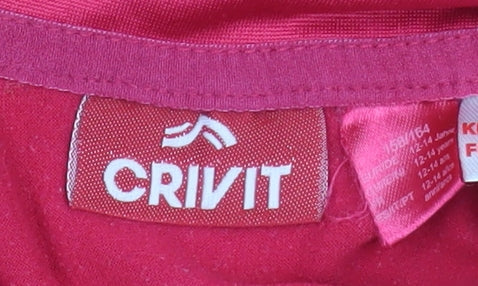 Crivit Girls Pink 12-14 Years Athletic 1/4 Zip Long Sleeve Sports Sweatshirt