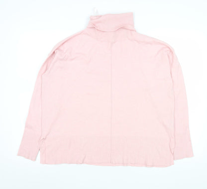 Additional front view of Dunnes women’s pink roll neck jumper medium