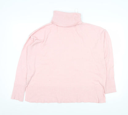 Close-up detail of Dunnes women’s pink roll neck jumper medium