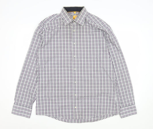 Redmond Men's Multicoloured Check Long Sleeve Non-Iron Cotton Shirt L