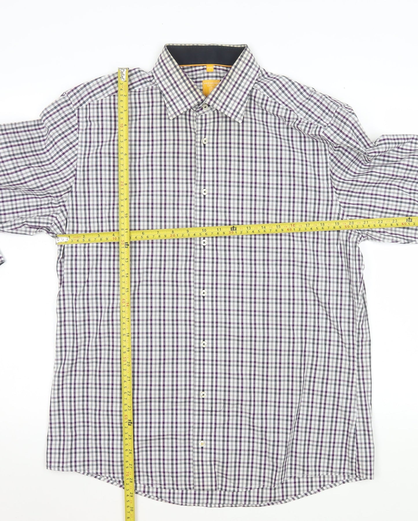 Redmond Men's Multicoloured Check Long Sleeve Non-Iron Cotton Shirt L