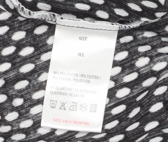 QED London Women's Black White Polka Dot V-Neck Tie Front Blouse M/L