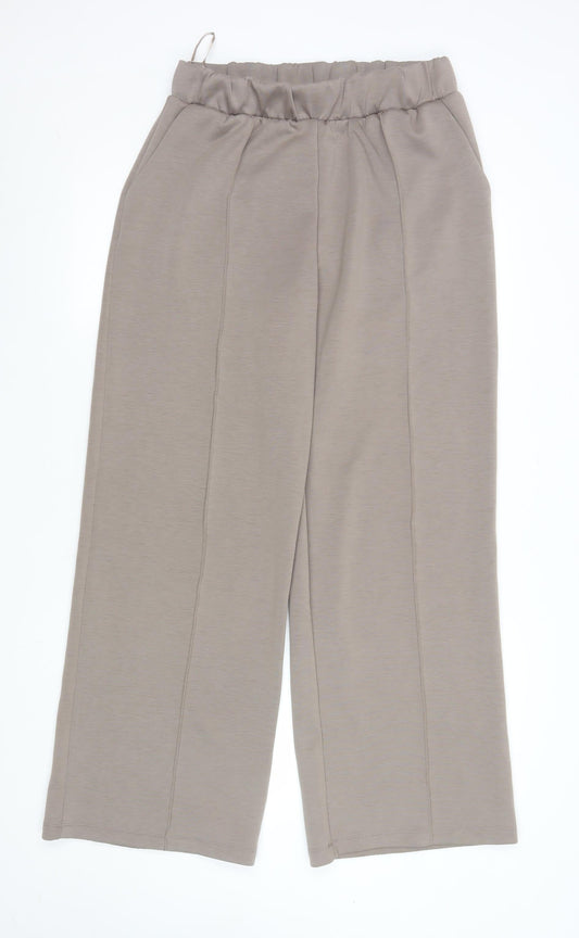 Dunnes Stores Womens Beige Cropped Wide-Leg Trousers Size M