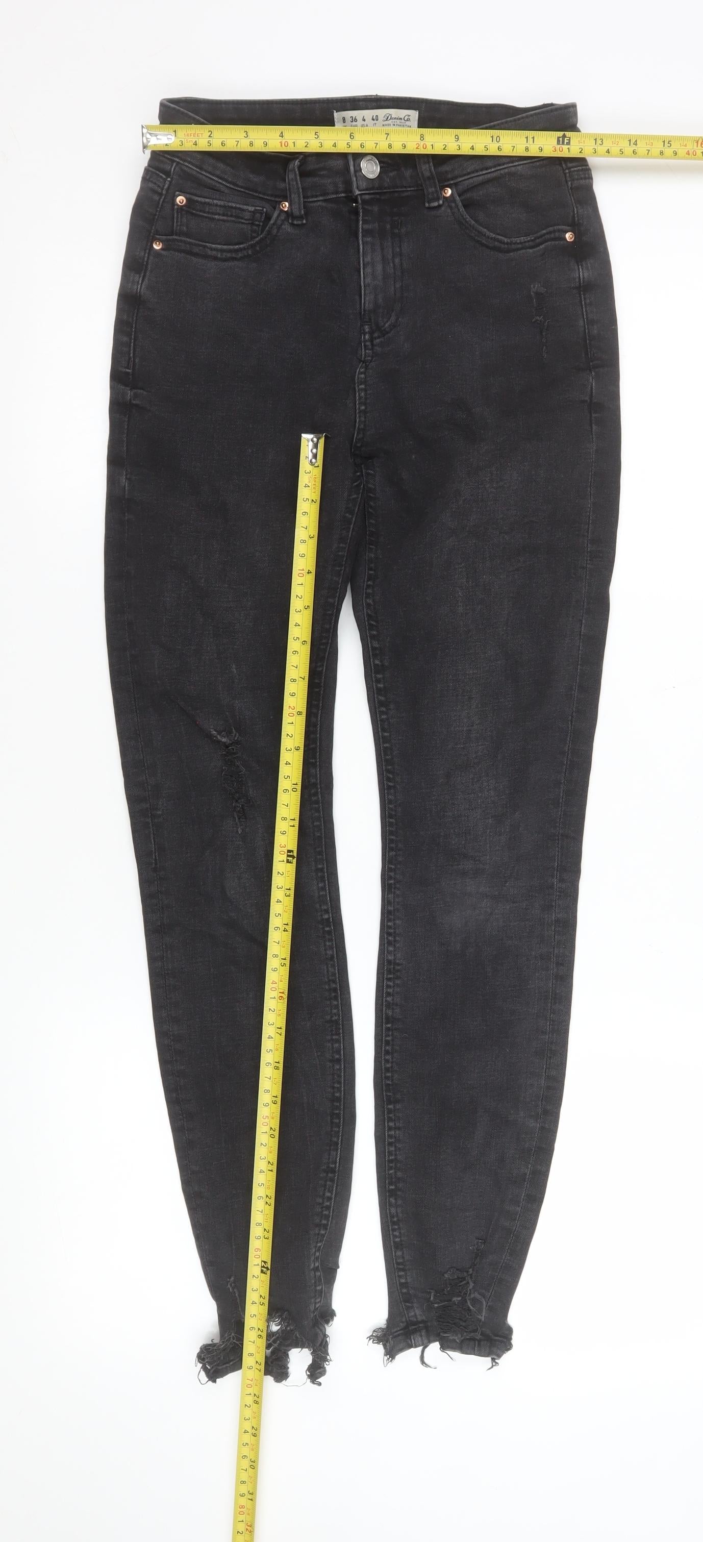 Denim Co. Women's Black Size 8 Skinny Distressed Jeans