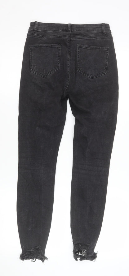 Close-up detail of Denim Co. Women's Black, size 8, Skinny Distressed Jeans
