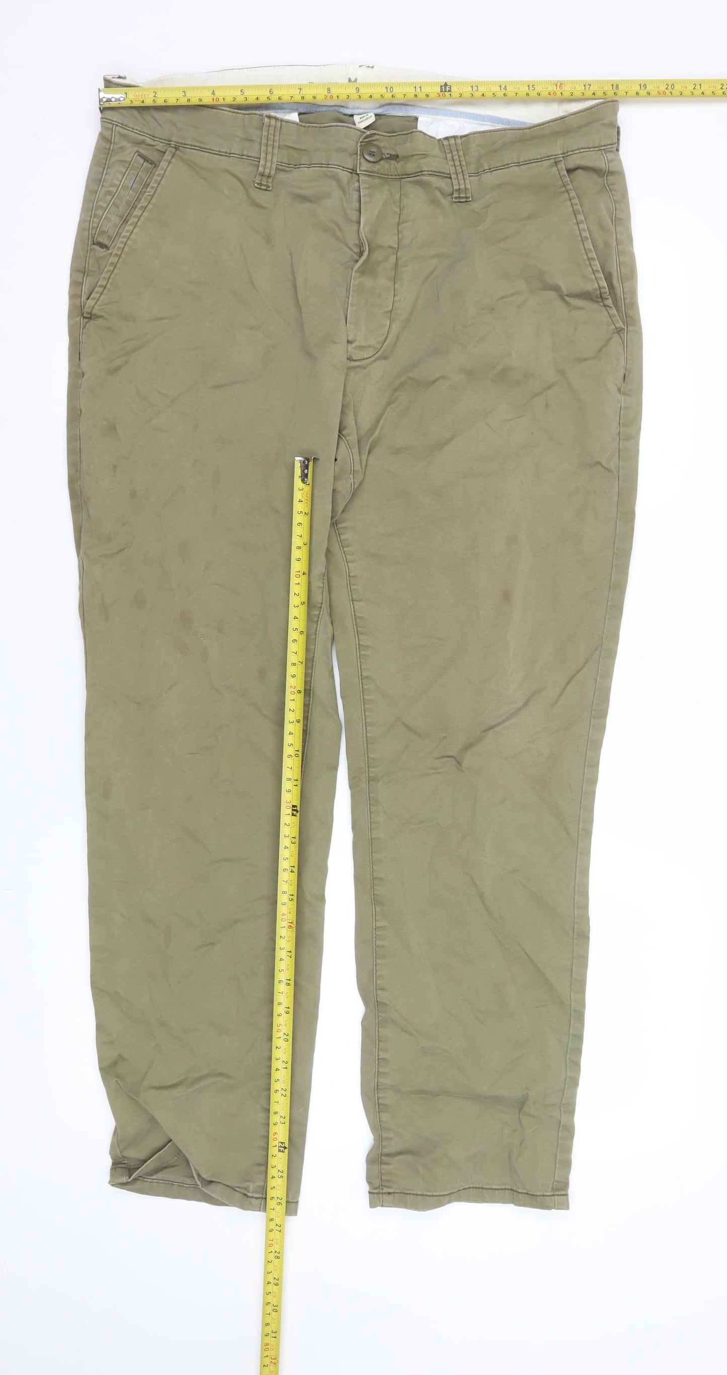Mutual Weave Men's Green Slim Taper Chino Trousers 36x30