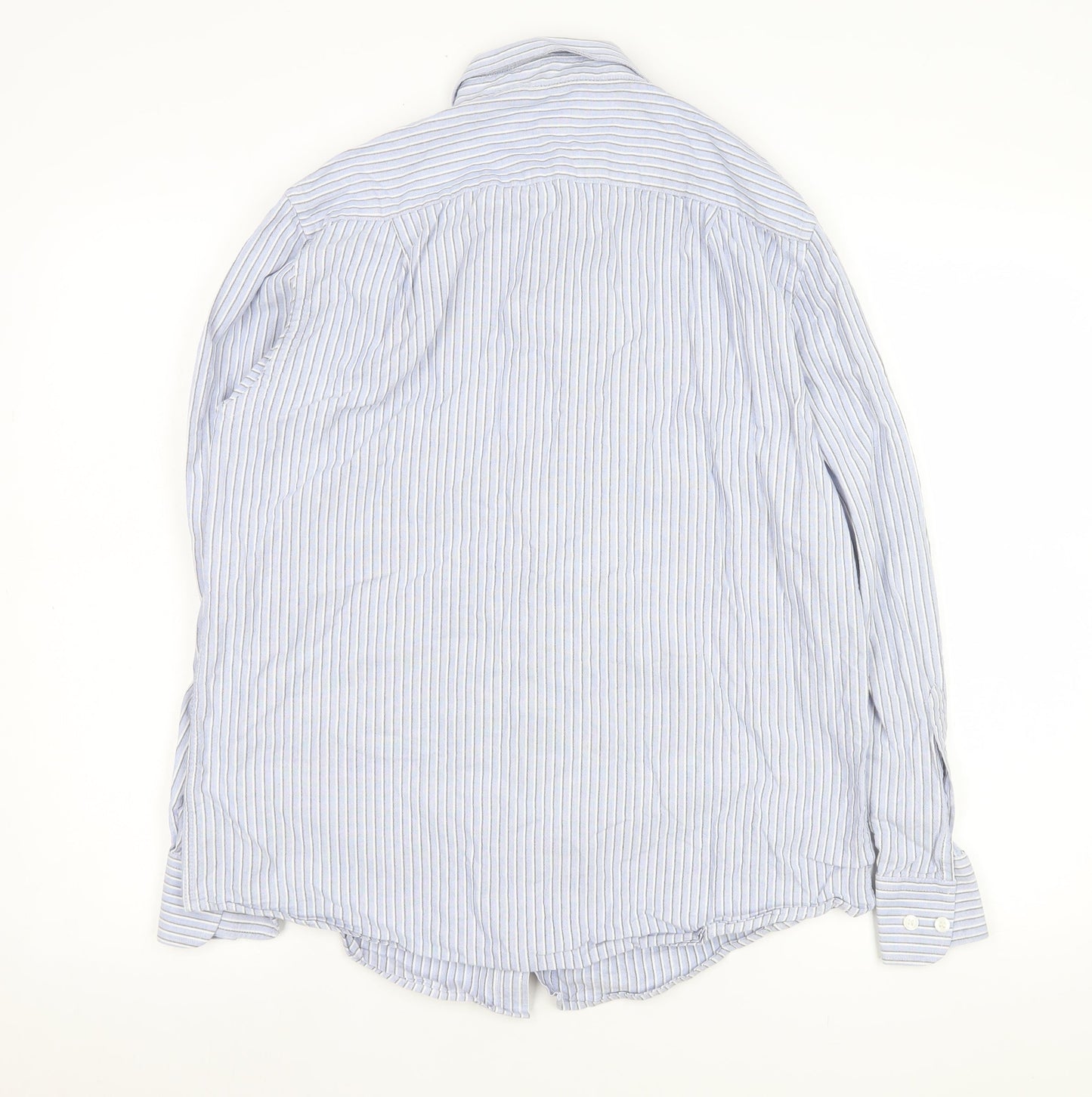 Dunnes Stores Men's Blue Striped Cotton Long Sleeve Dress Shirt Size L