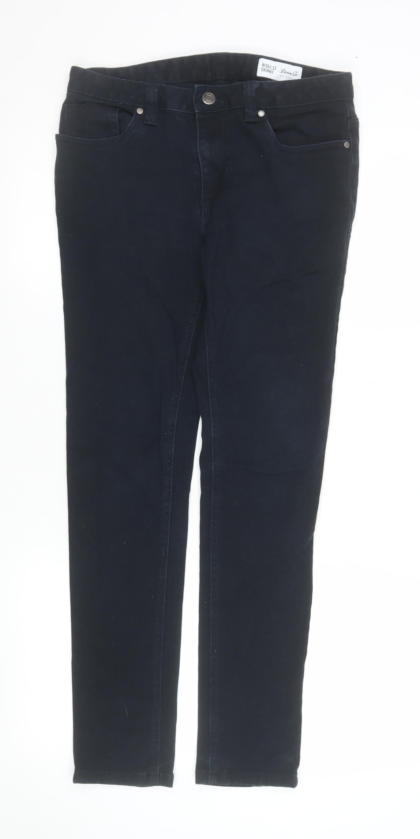 Denim Co Women Black Skinny Jeans W30 L32 Cotton Elastane