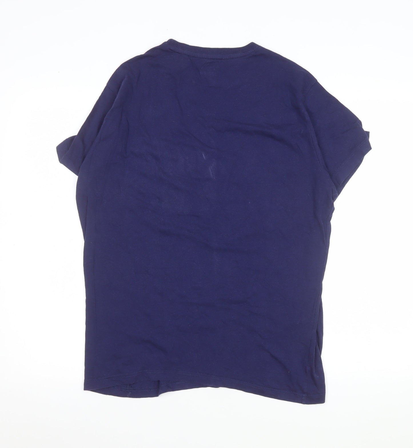 Azzurri Blue 100% Cotton Basic Crew Neck T-Shirt L Unisex