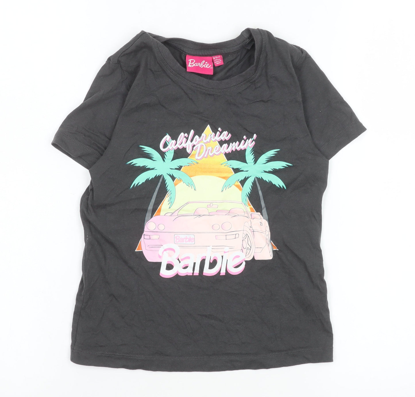 Barbie Girls Black Graphic T-Shirt 8-9 Years California Dreamin’ Cotton