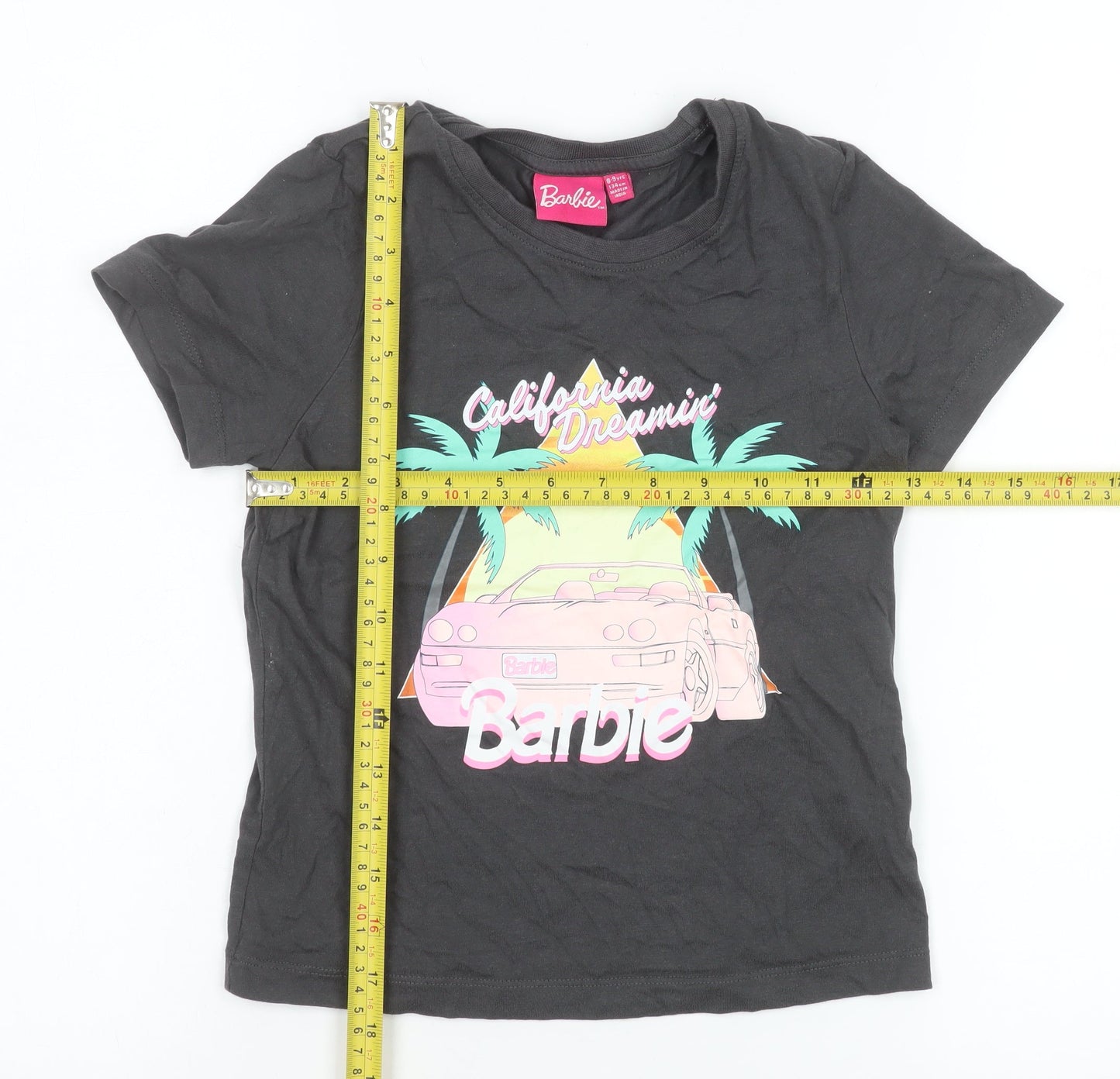 Barbie Girls Black Graphic T-Shirt 8-9 Years California Dreamin’ Cotton