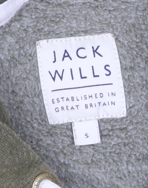 Jack Wills Men's Green Pullover Hoodie S Logo Print Fleece Sweatshirt