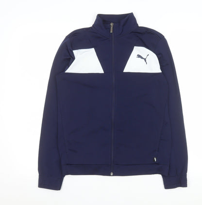 Additional front view of Puma boys’ blue track jacket 14 years 164 full zip colourblock sports top