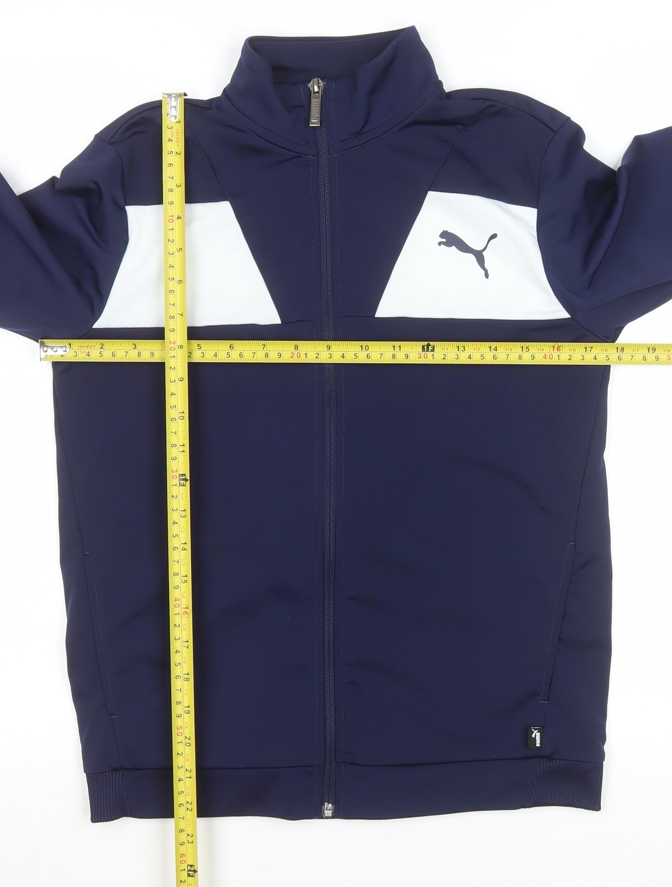 Puma Boys Blue Track Jacket 14 Years 164 Full Zip Colourblock Sports Top