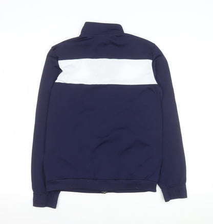 Close-up detail of Puma boys’ blue track jacket 14 years 164 full zip colourblock sports top