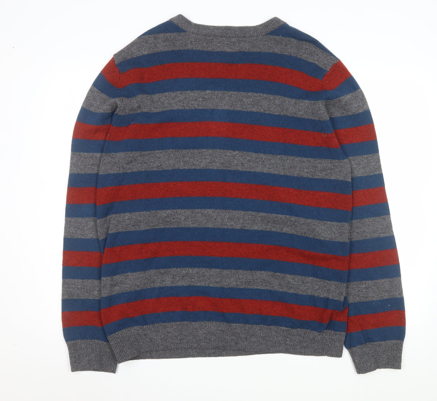Marks and Spencer Men’s Multicoloured Wool Striped Pullover L