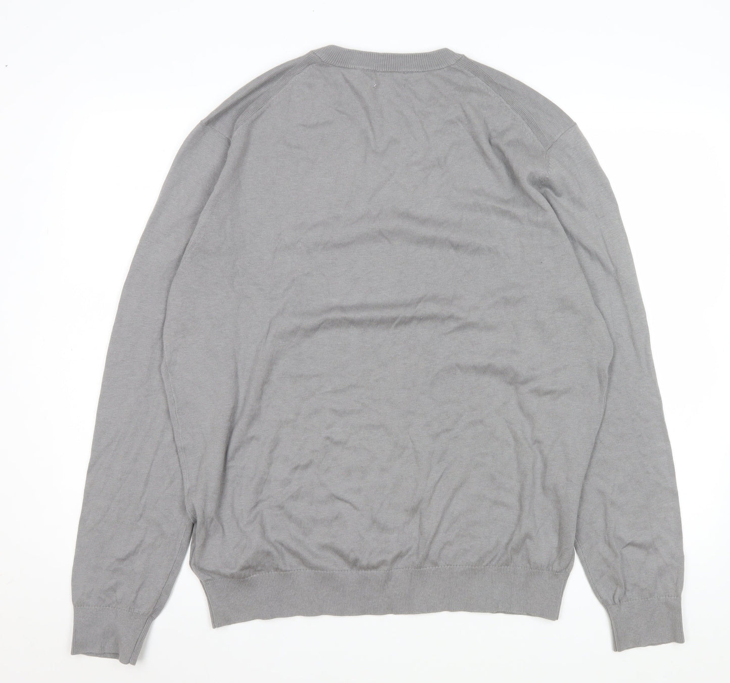 Pedro del Hierro Men's Grey V-Neck Classic Knit Sweatshirt XL