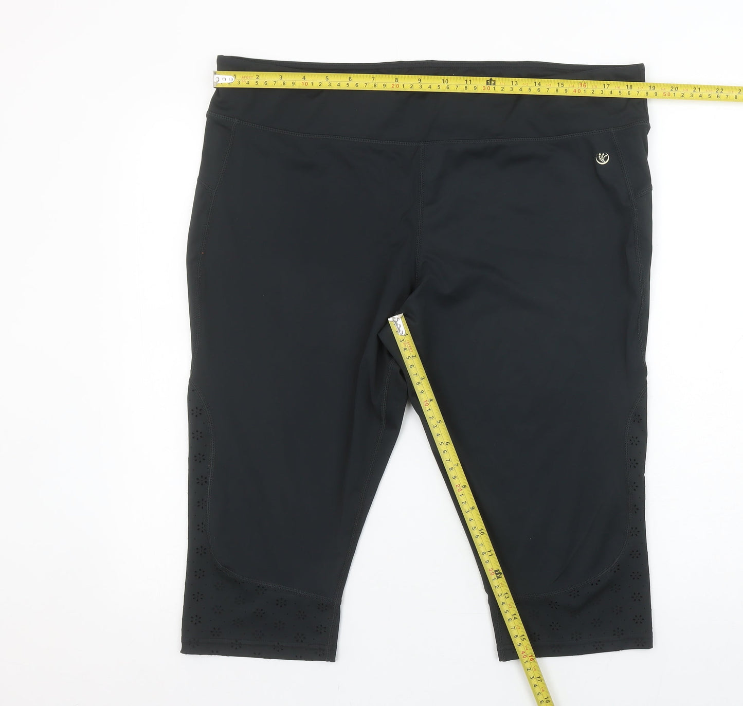 Dunnes Stores Women Black XL Capri Leggings Stretch Breathable Quick Dry