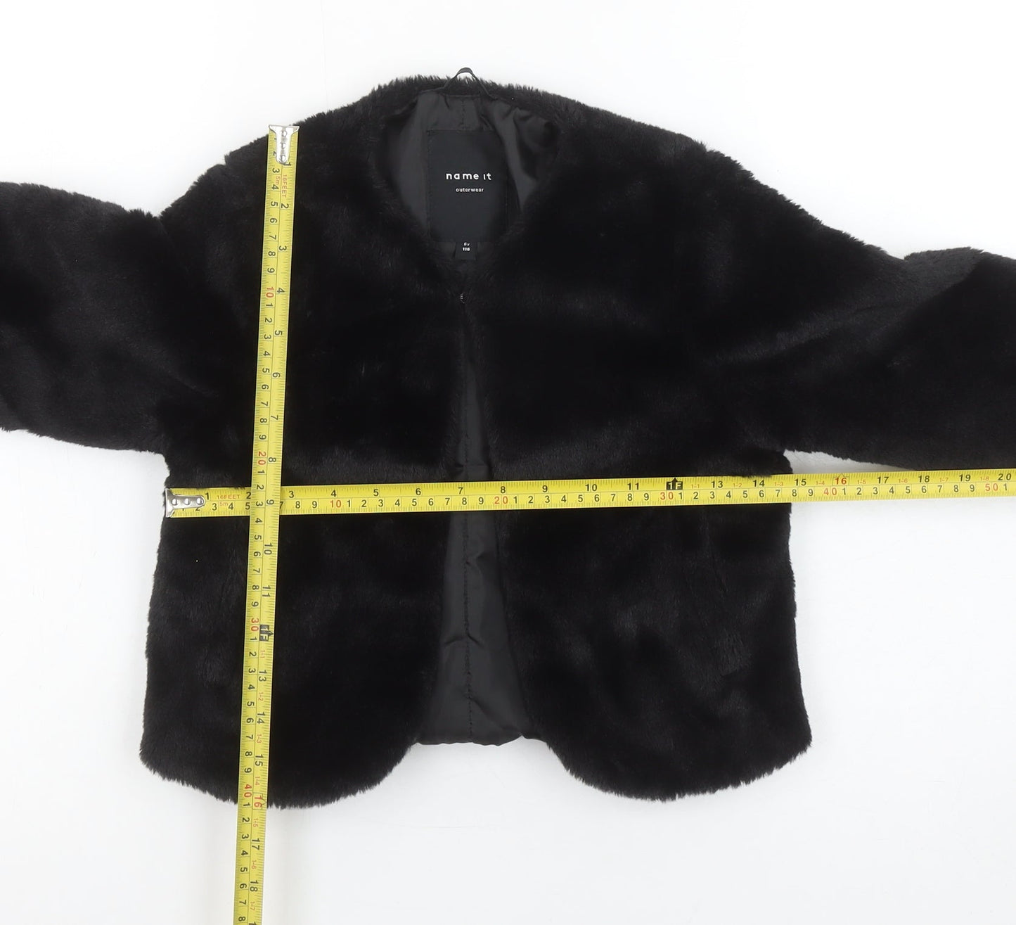 Name It Girls Black Faux Fur Short Jacket 6 Years Lined Winter Coat
