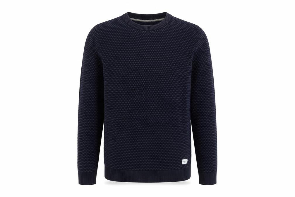 Jack & Jones Men's Blue Cotton Waffle Knit Jumper Size L