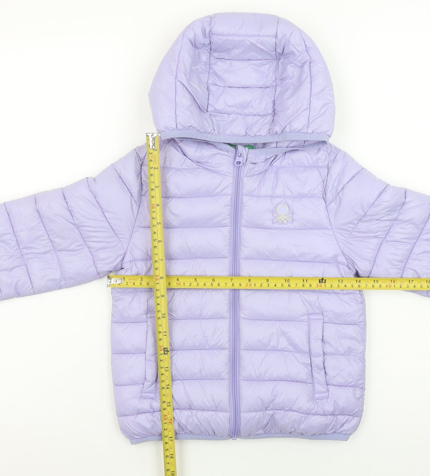United Colors of Benetton Girls Purple Hooded Puffer Jacket 5-6 Years