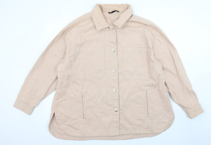Additional front view of Dunnes Women Beige Cotton Twill Button Jacket XL