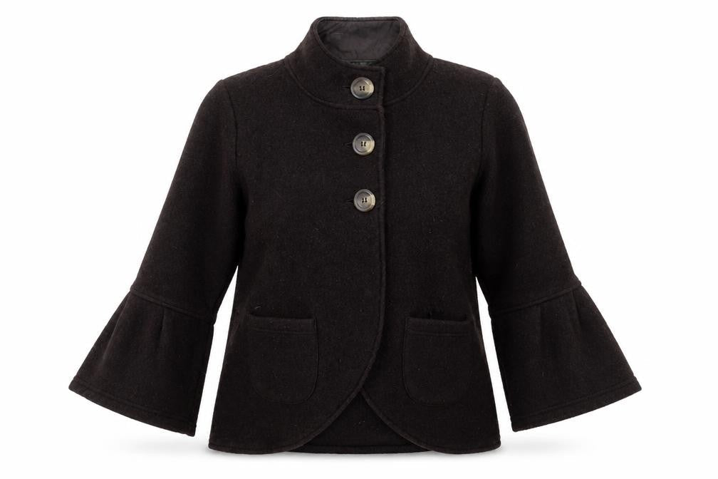 Next Women Brown Wool Blend 3/4 Sleeve Collared Cardigan Size 16