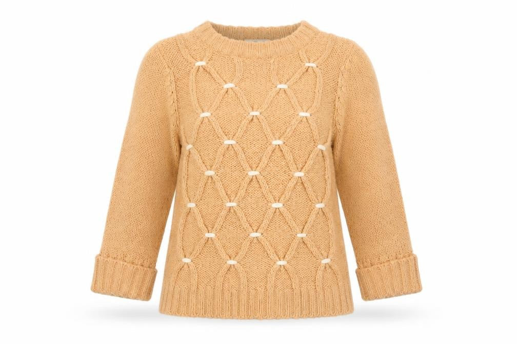 LOVELYGIRL Women's Beige Chunky-Knit Acrylic Jumper Size S