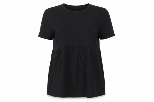 Zara Women’s Black Cotton Tunic Blouse Size 8 Short Sleeve